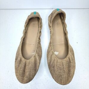 Tieks Brentwood‎ Ballet Flats Fabric Ballerina Comfort Casual Shoes Tan Size 10